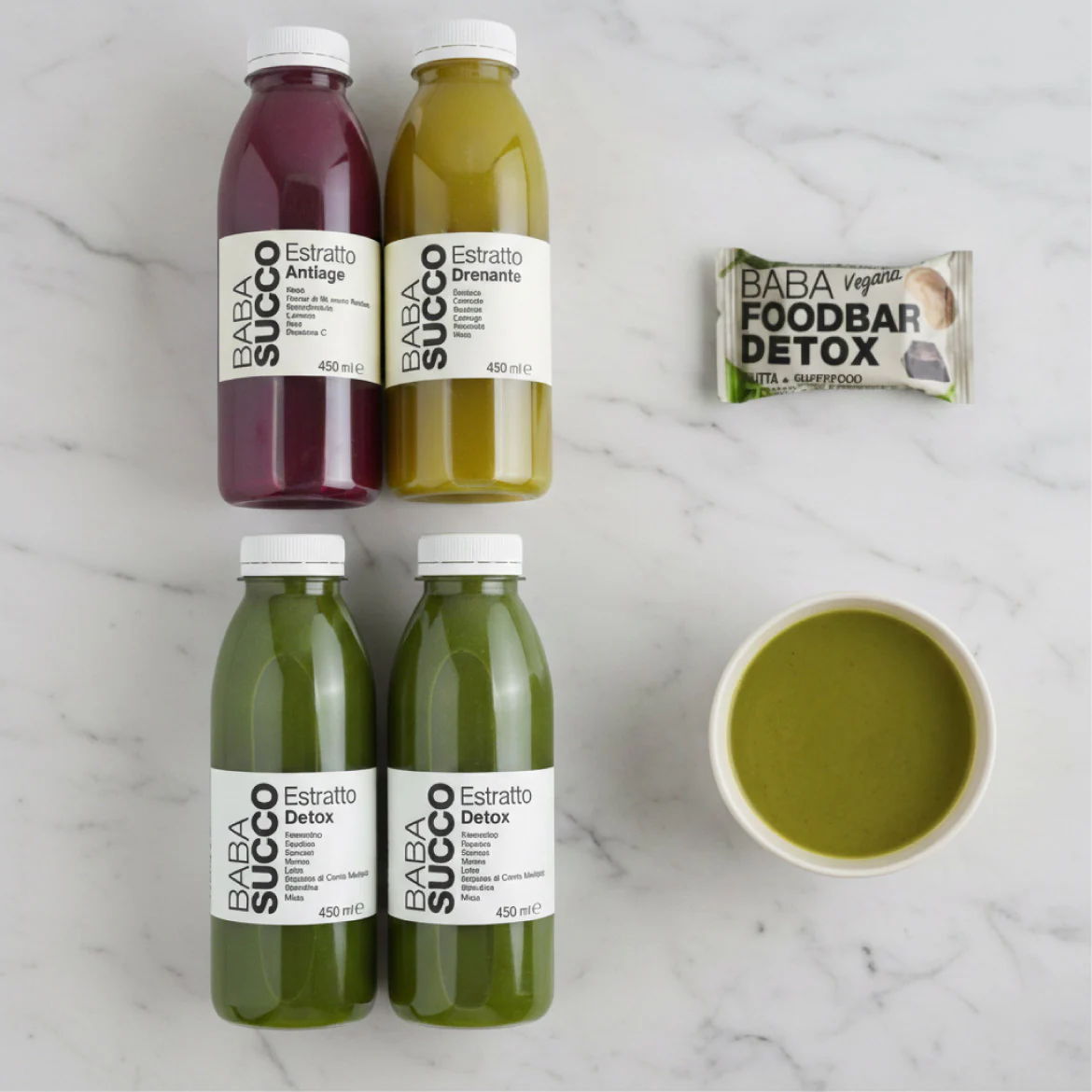 Image of TRATTAMENTO DETOX 1 giorno : Estratti + Barrette + Vellutata