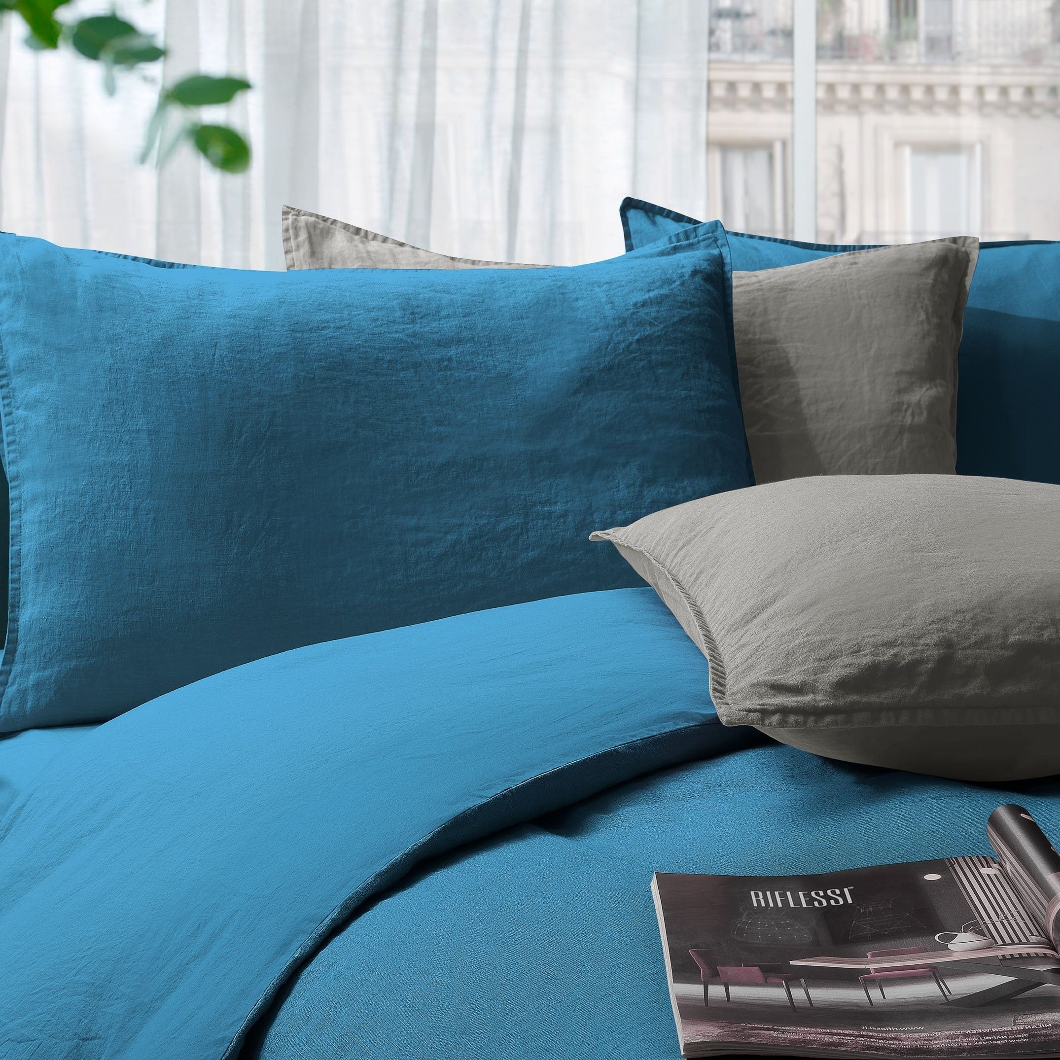 Image of Parure Copripiumino in Lino <br>StoneWashed No Stiro - <b>Exclusive