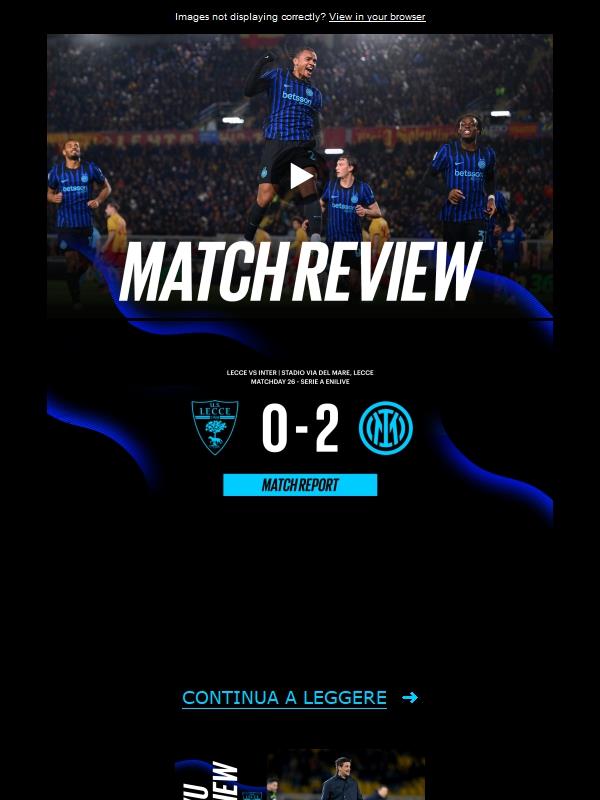 Match review, Lecce-Inter 0-2