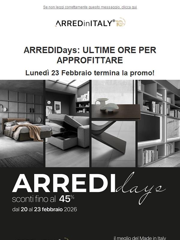 Ultime ore Arredi Days: sconti fino a domani!