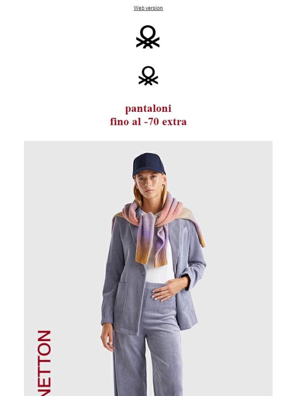 Pantaloni: fino al -70% extra su Outlet Benetton