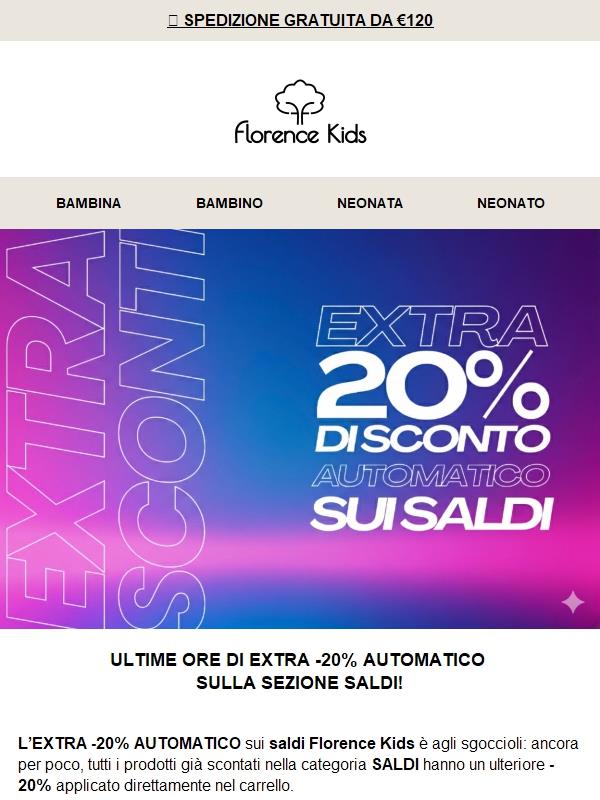 ⏳ Extra -20% sulla categoria saldi: ultime ore per approfittarne