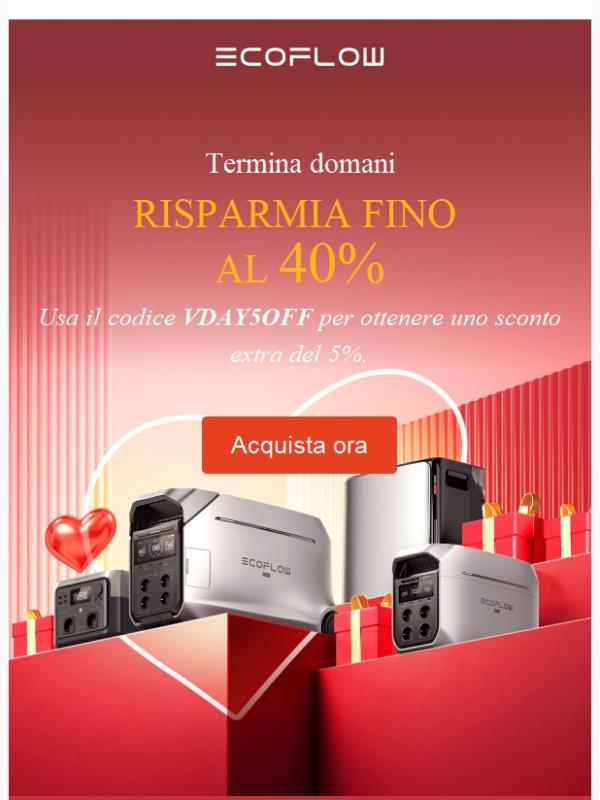 ⏳Ultimi 2 giorni: Saldi di San Valentino + 5% di sconto extra