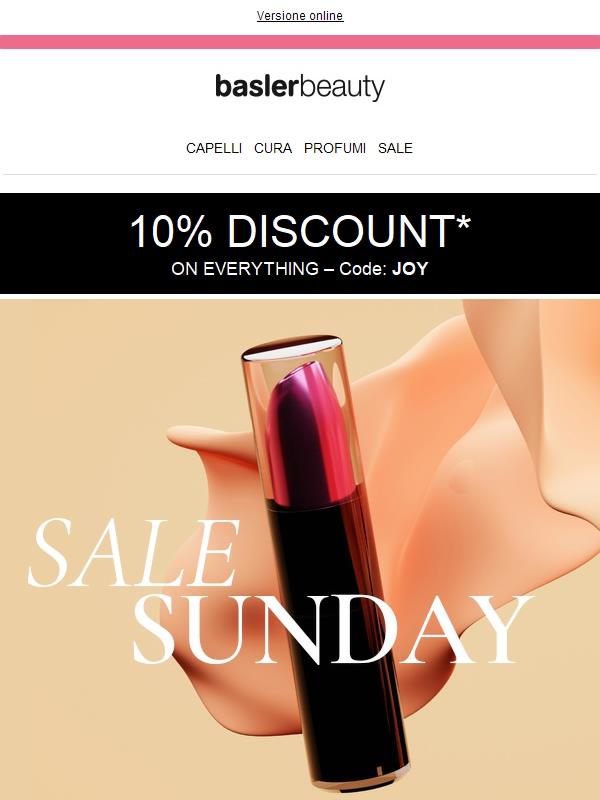 SALE SUNDAY: fino al 50% + 10% di sconto sul top