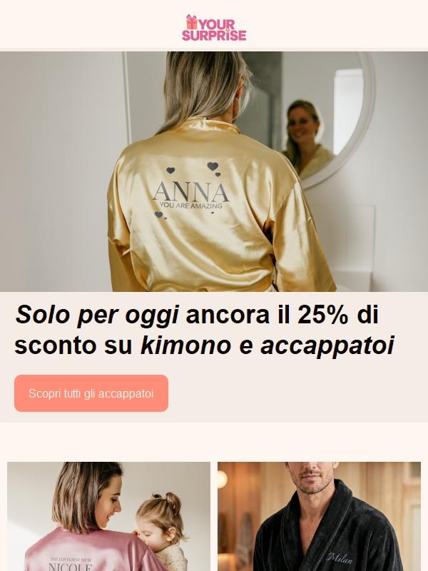 Ultima occasione: 25% di sconto su kimono e accappatoi!