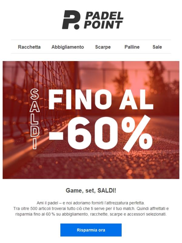 🔥 SALDI: fino al 60 % di sconto su racchette, outfit & co.