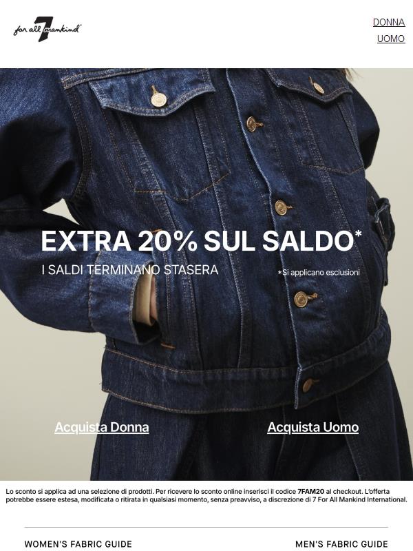 Il tuo extra 20% termina stasera