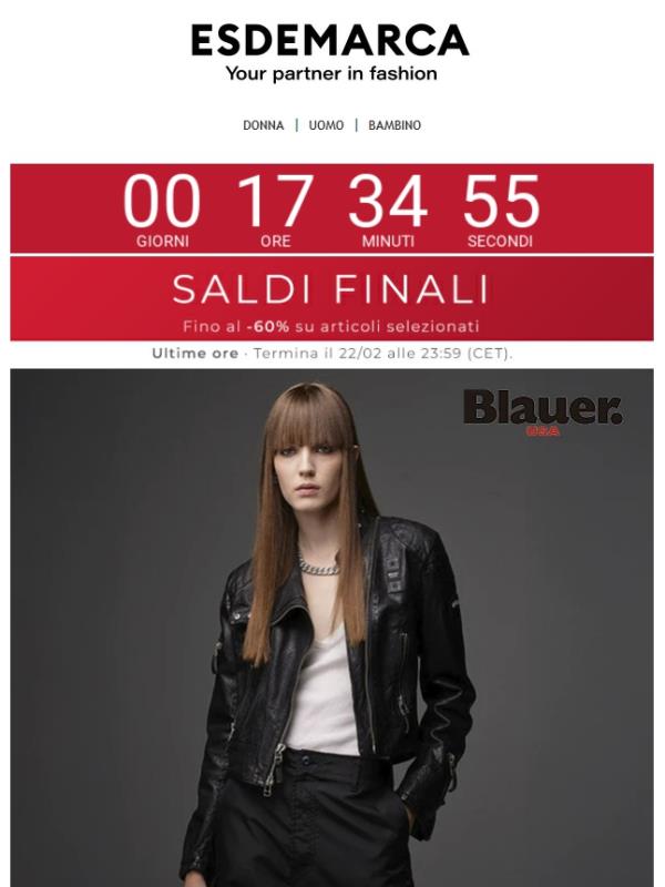 Ultime ore dei Saldi Finali: fino al -60%, solo fino alle 23:59 (CET)
