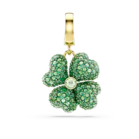 Charm Idyllia, Quadrifoglio, Verde, Placcato color oro