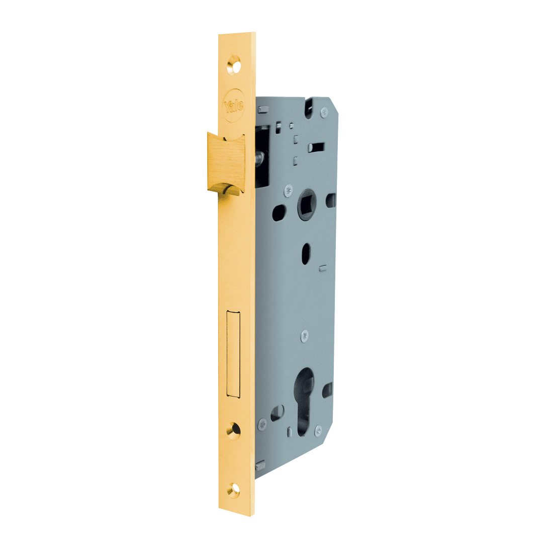 Image of Serratura da Infilare per Porte in Legno Y52X - Frontale Squadrato - Ottone Lucido - Entrata 60mm