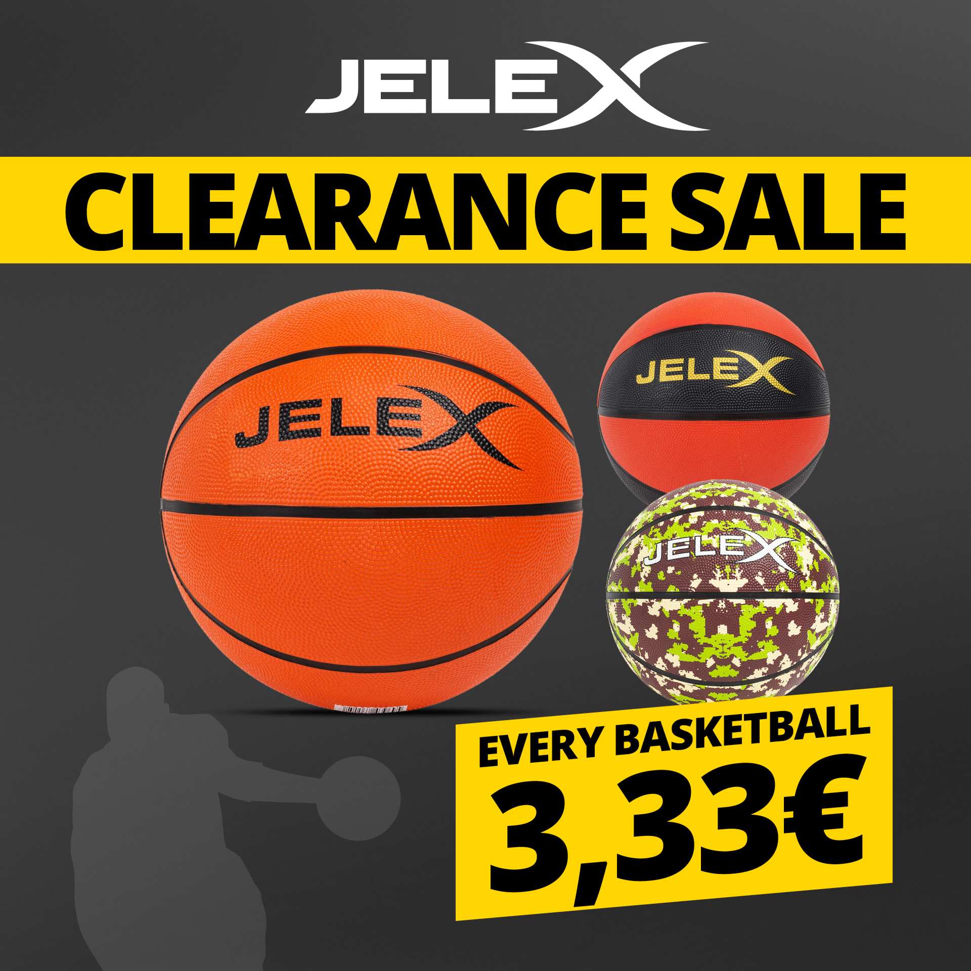 jelex sniper pallone da basket nero arancio