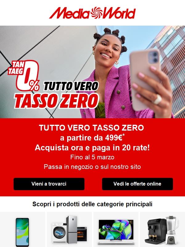 Tasso Zero: fino al 5/03 paghi in 20 rate!