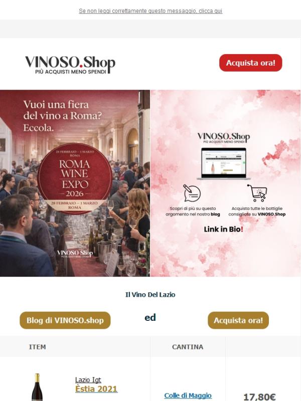 🍷VINOSO | Vini del Lazio: Vuoi una fiera di vino a Roma?