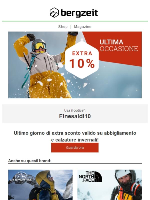 ULTIMO giorno Extra 10% Saldi invernali!