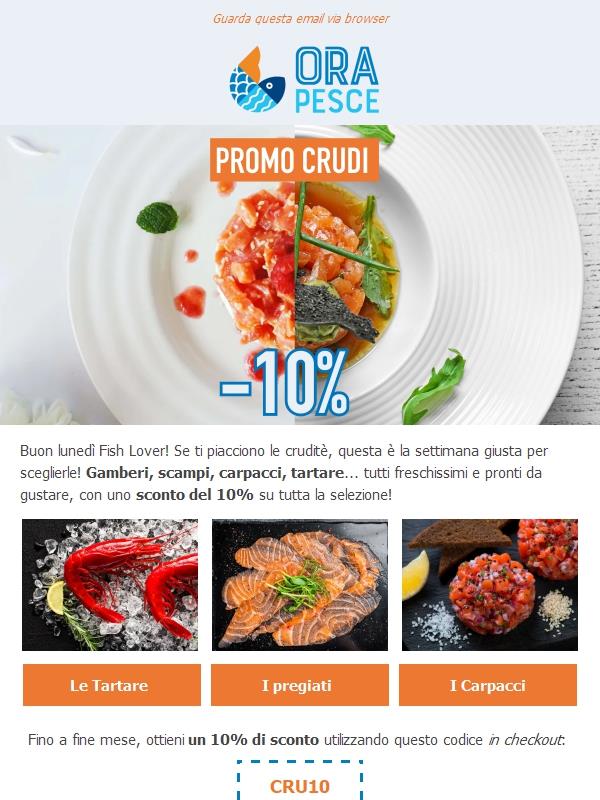 Buon lunedì Fish Lover! Per te 🦐 c'è il 10% sui CRUDI!