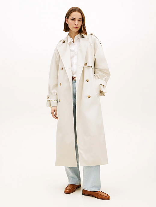 Trench oversize in twill idrorepellente