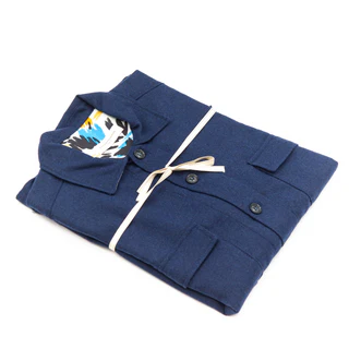 Giacca-Camicia Blu con Interno Fantasia