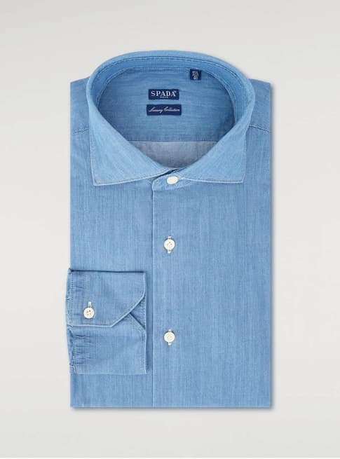 Camicia collo francese denim