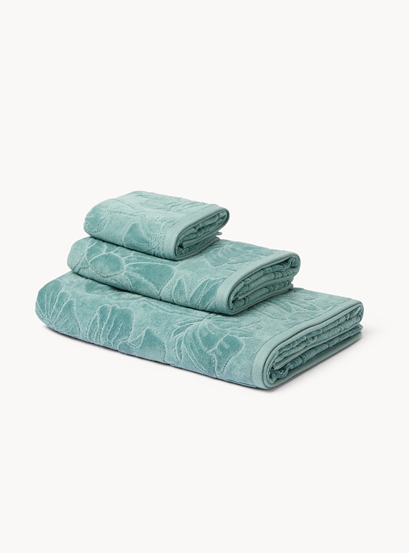 Asciugamano con fantasia floreale in puro cotone velour