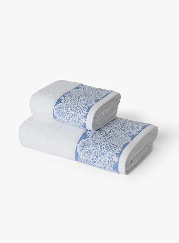 Asciugamano in spugna di cotone con bordo floreale jacquard