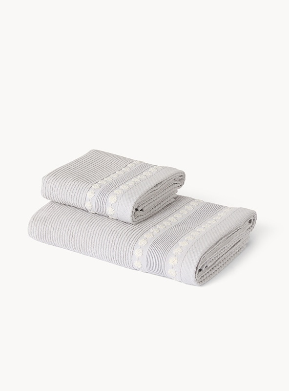 Asciugamano in spugna di cotone con bordo a pois