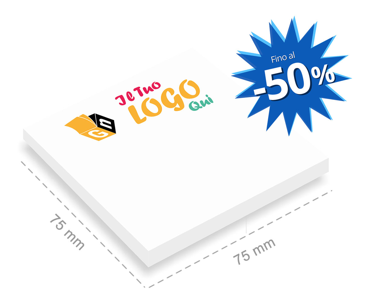 Post it 75x75mm personalizzati con logo Giallonote