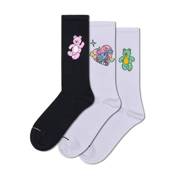 3-Pack Teddy Bear Sneaker Socks