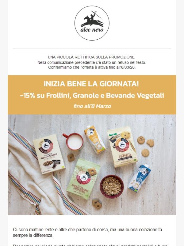 –15% sulla colazione fino all'8 Marzo