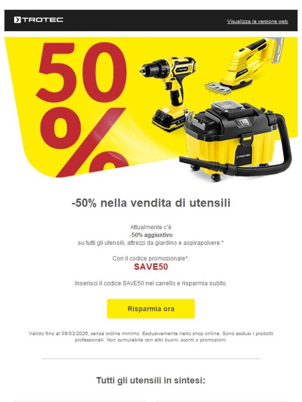 🛠️-50% nella vendita di utensili