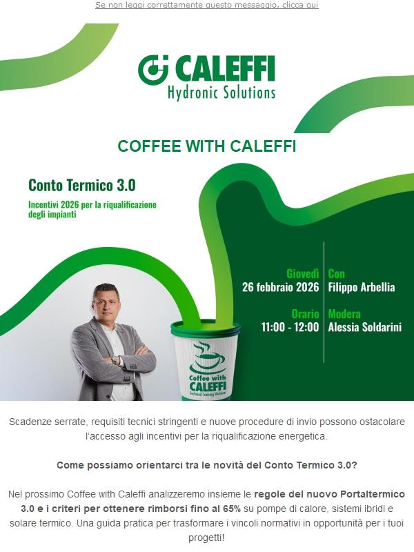 ⏰ Coffee with Caleffi: iscriviti al prossimo webinar!