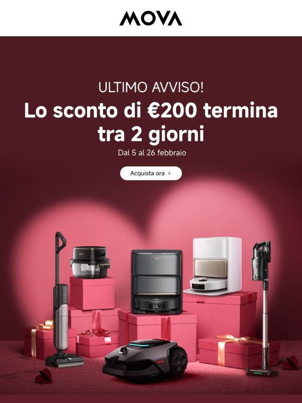 ULTIMO AVVISO! Lo sconto di €200 termina tra 2 giorni