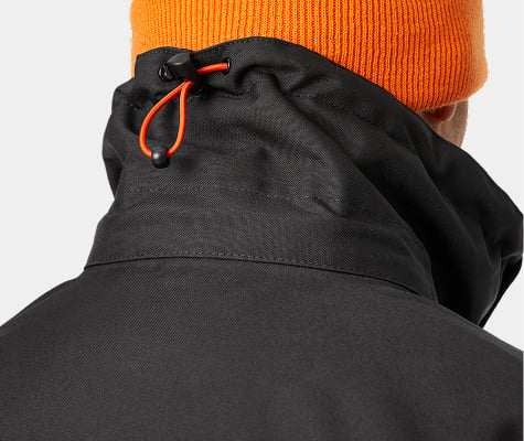 Collar adjustment on center back  Padded collar for extra comfort  YKK® front zipper with chin protector  Internal Life Pocket™ for phone  Hand pockets with brushed lining  Hand pockets with YKK® zipper  Inside stash pockets  Adjustable cuffs  Articulated sleeves for optimal mobility  Wrist Gaiters  YKK® zipper for underarm ventilation  Adjustable hem with elastic drawcord inside hand pocket  Extended back for improved 