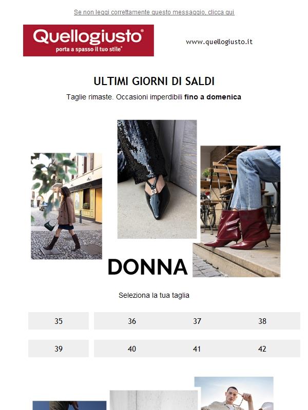 Ultimi pezzi! Scegli la tua taglia