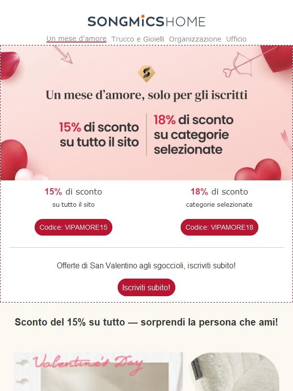 ⏳Sconto del 15% su tutto: il conto alla rovescia per San Valentino è iniziato!