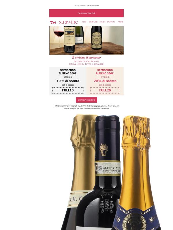 Solo per gli iscritti: tutti i vini scontati fino al 20%