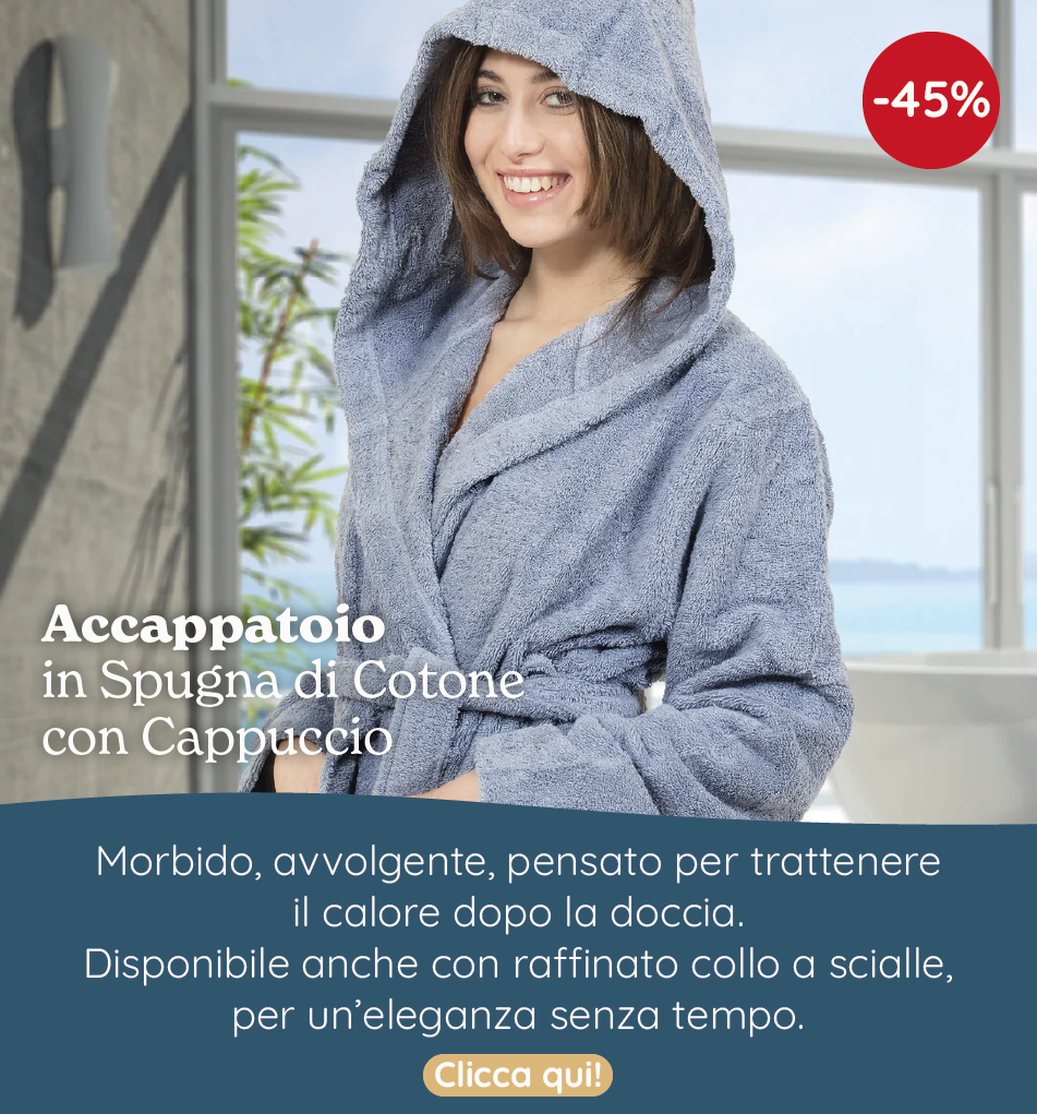 Accappatoio in Spugna con Cappuccio - Perla