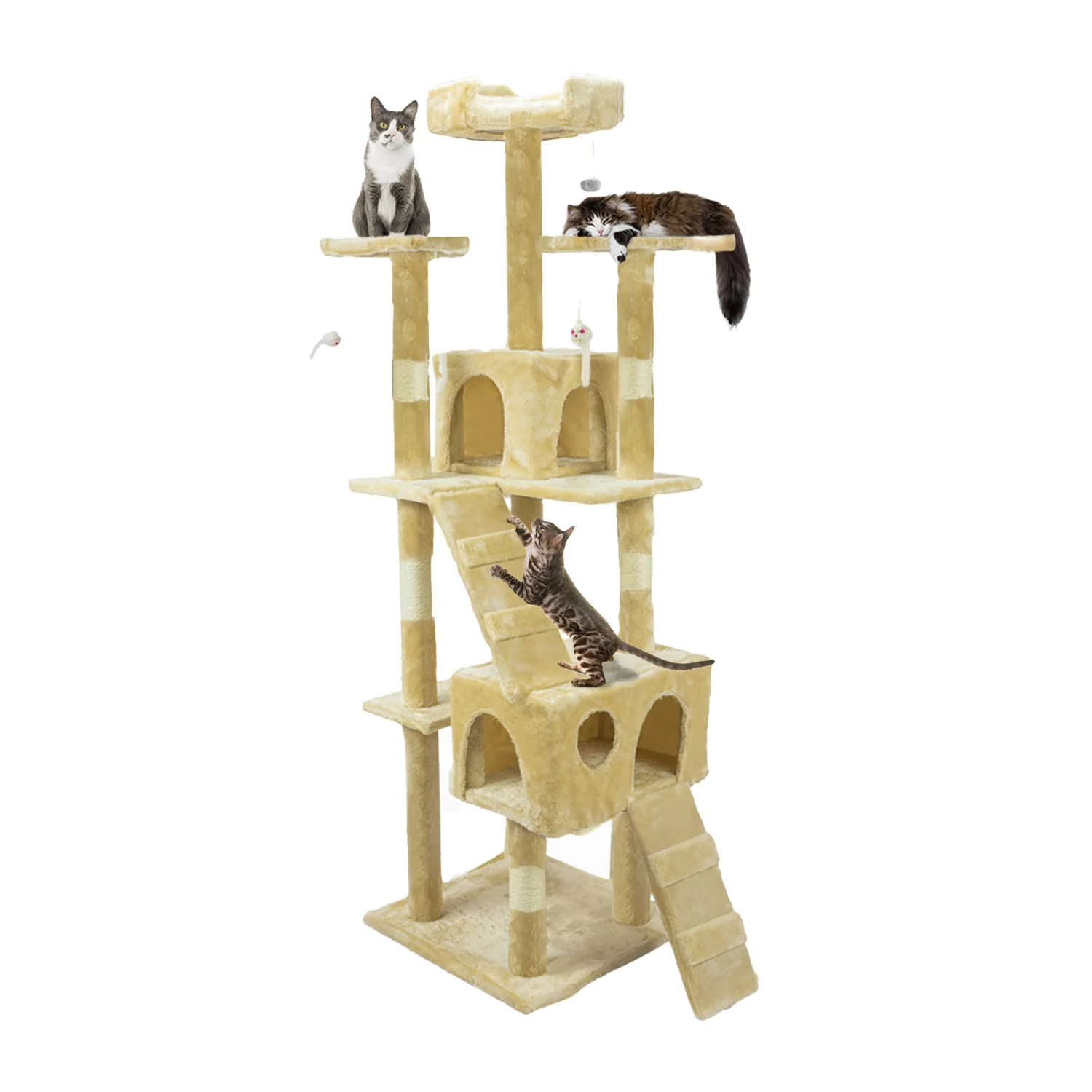 Image of Tiragraffi per Gatti 170 cm con Cuccia, Griglie e Accessori Montaggio