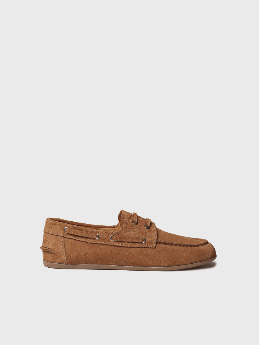 an image of a pair of brown sued shoes on a white surface