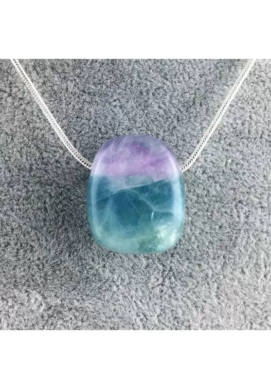 Image of Ciondolo GOCCIA di FLUORITE MISTA Arcobaleno Collana Gioielli Alta Qualità