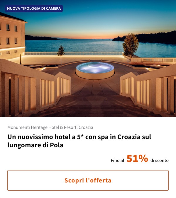 Un nuovissimo hotel a 5* con spa in Croazia sul lungomare di Pola