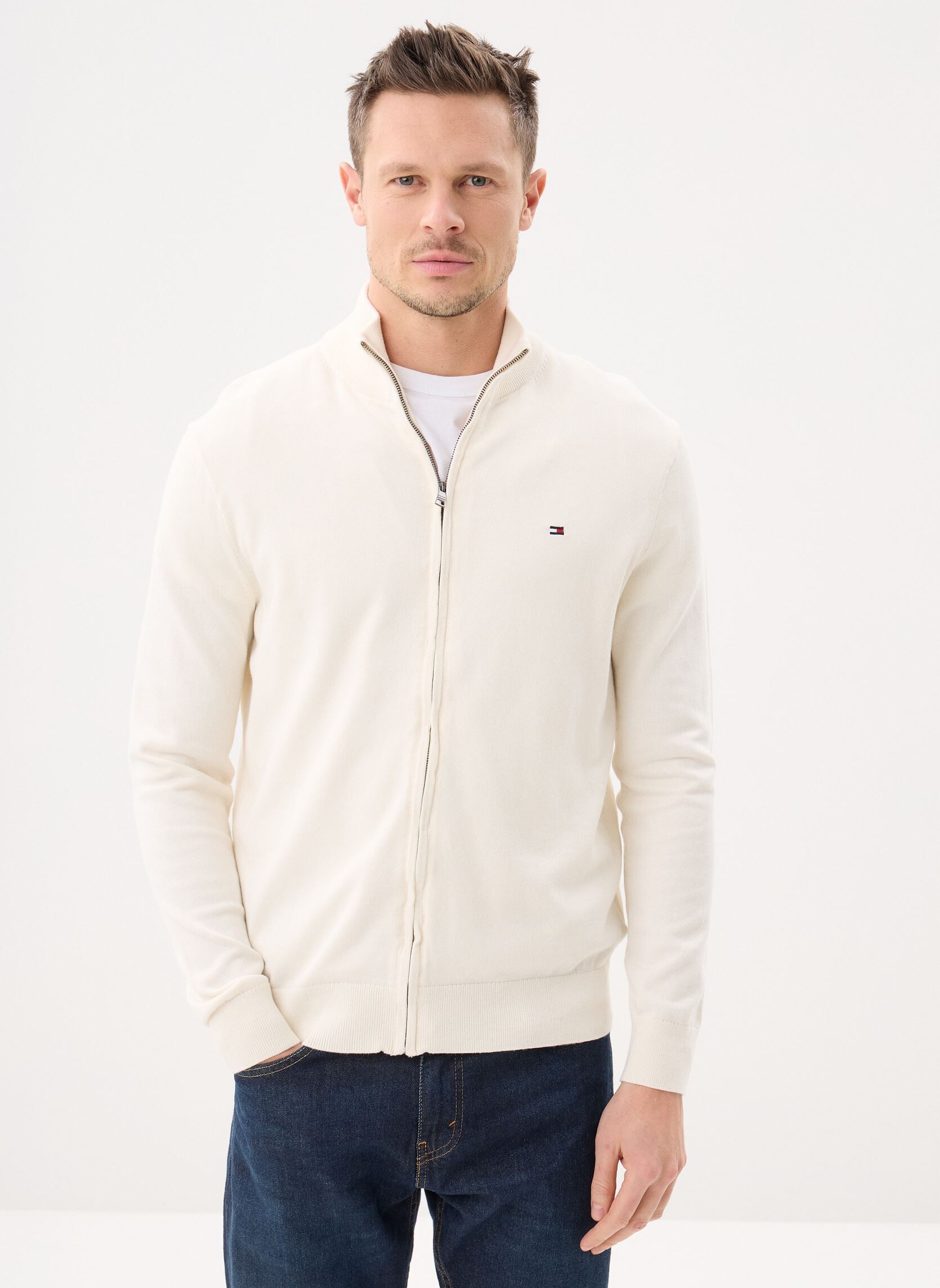 Tommy Hilfiger Gilets Essential Cotton Zip MW0MW36517 homme blanc