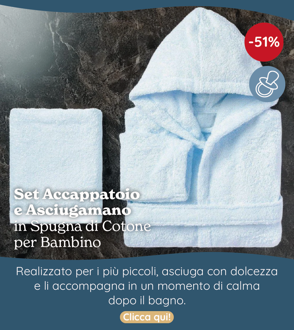Set Accappatoio per Bambino e Asciugamano in Spugna di Cotone - Perla