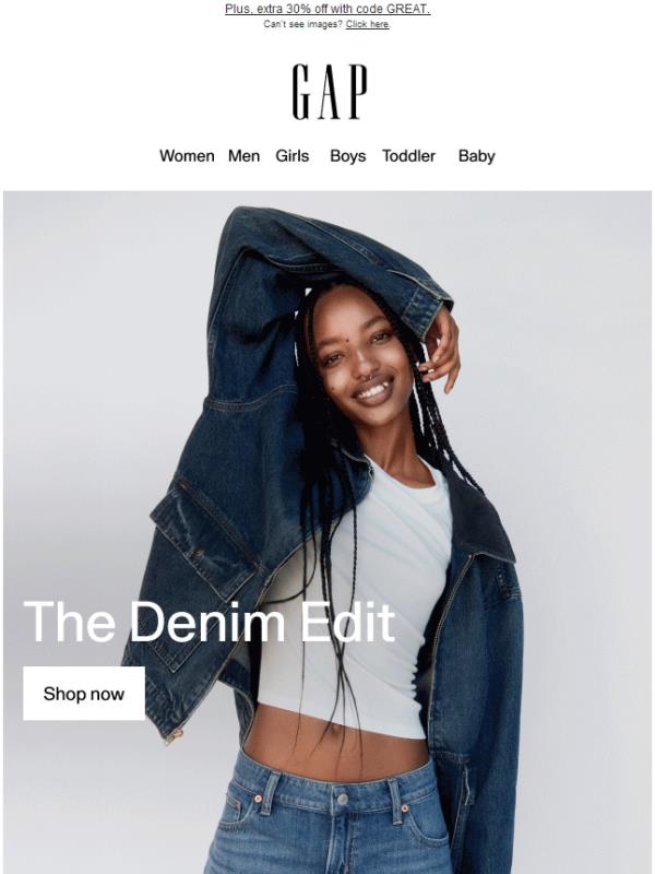 For a limited time: up to 50% off popular denim styles