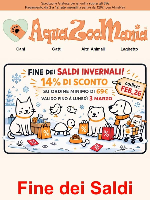 14% di Sconto - Saldi Invernali 🛍️ per gli innamorati... degli animali! 🐶🐱🐦🐇🐠