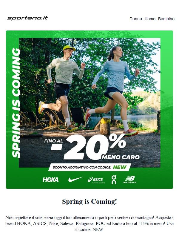 Il tuo -20% per iniziare la primavera con il miglior abbigliamento e le migliori calzature!