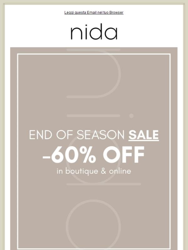 60% OFF : END OF SEASON SALE