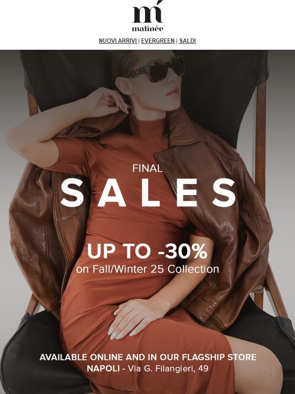 I Final Sale iniziano ora: FW fino al -30% off
