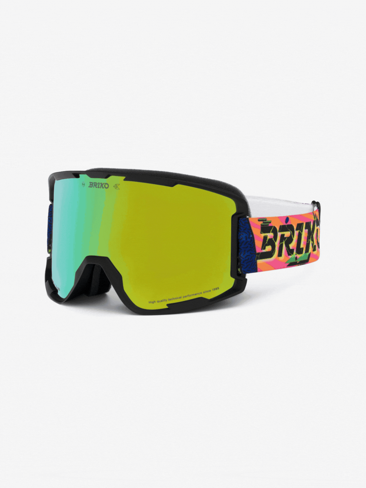an image of a pair of ski goggles with a colorful strap