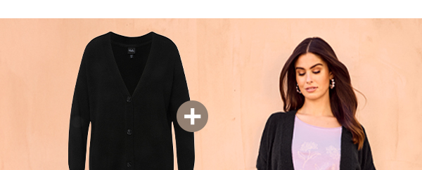 Cardigan di maglia fine con taglio squadrato, scollo a V e bottoni