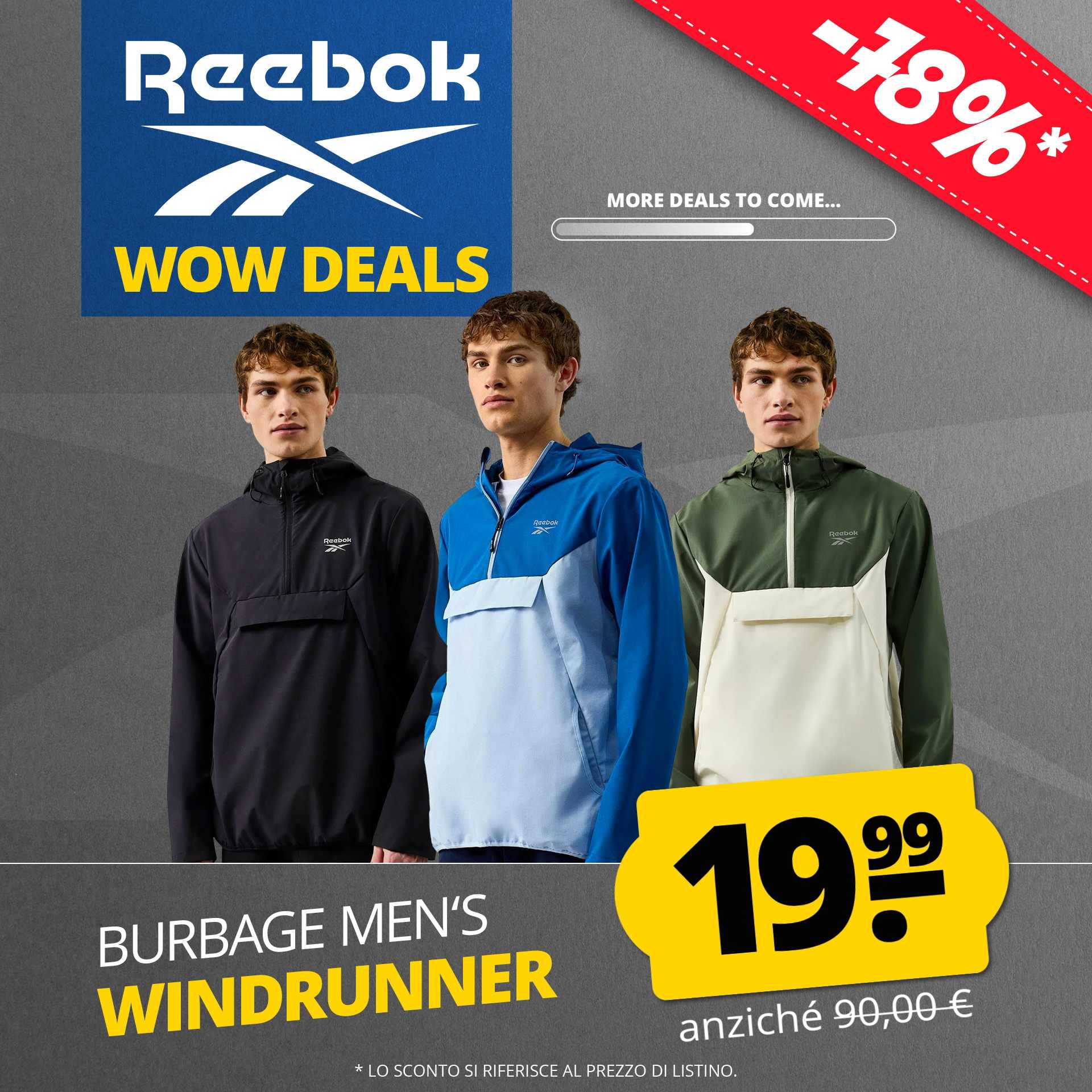 reebok burbage windrunner uomo giacca
